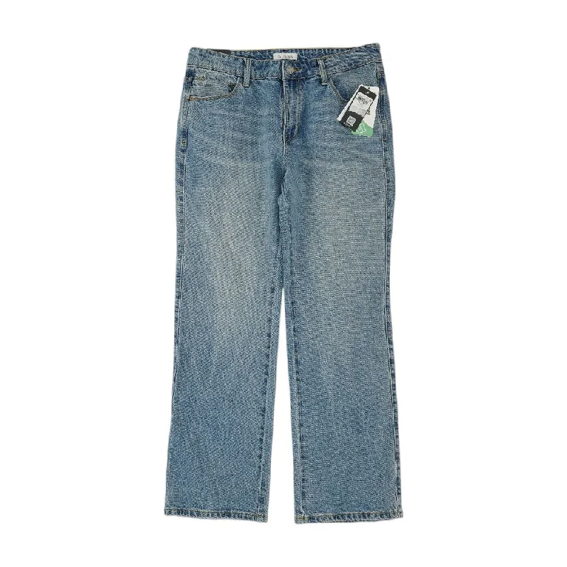 Blue Solid Mid Rise Straight Leg Jeans Stylish Bootcut Denim Jeans