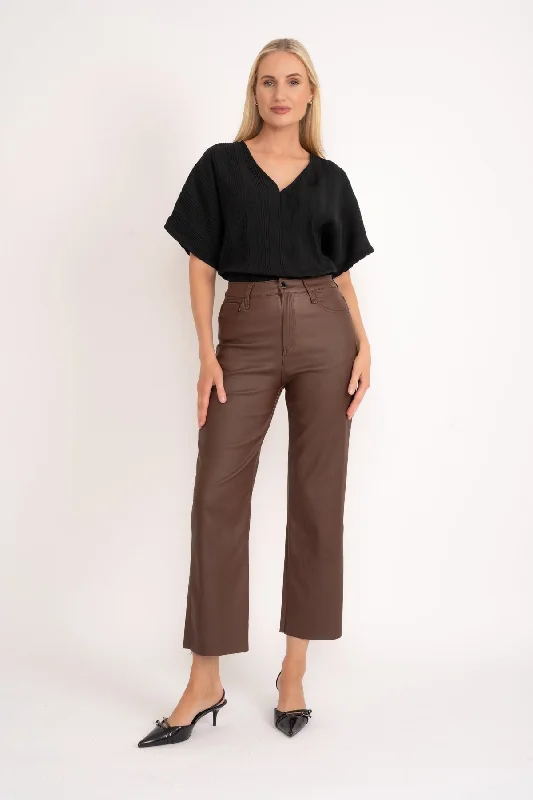 Brown Seamless Faux Leather Jeans