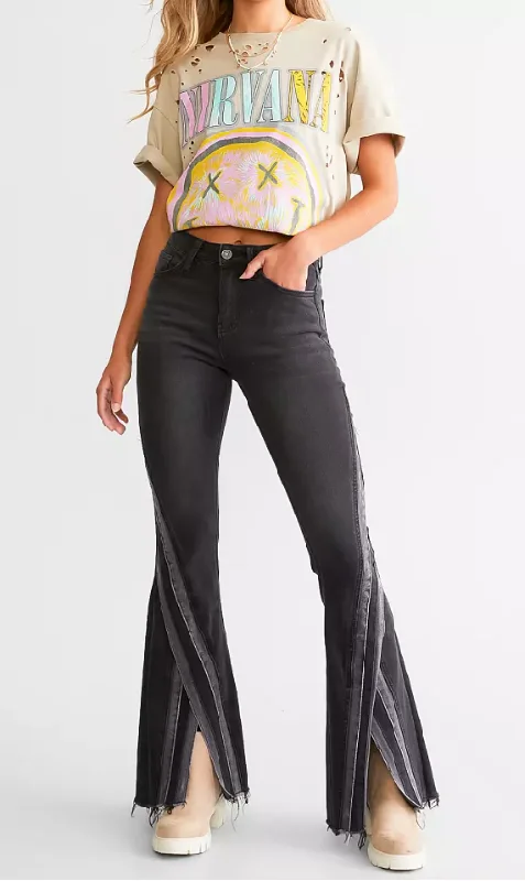 High Rise Super Split Flare Jeans