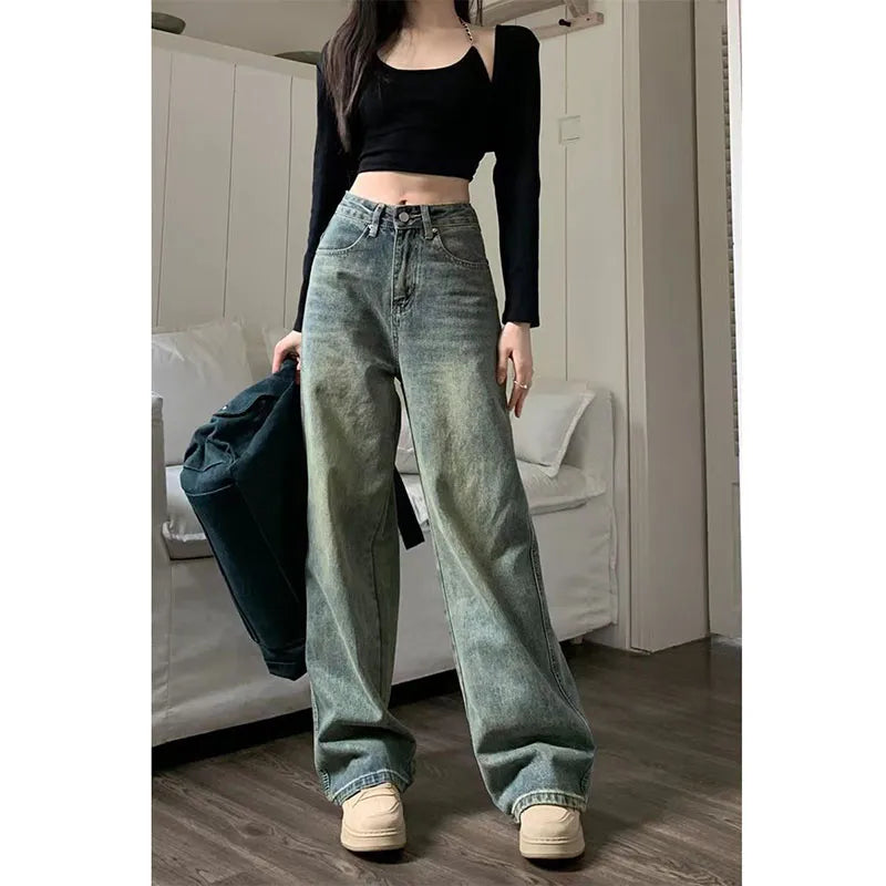 Getadme 3 Vintage 90S Baggy Straight Denim Trousers Female Y2K High Waist Loose Wide Leg Jeans Women Streetwear All-Match Casual Pants New Trendy Wide-Leg High-Waist Denim Getadme 3 Vintage 90S Baggy Straight Denim Trousers Female Y2K High Waist Loose Wide Leg Jeans Women Streetwear All-Match Casual Pants New Trendy Wide-Leg High-Waist Denim