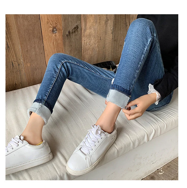 Women's Velvet High Waist Jeans